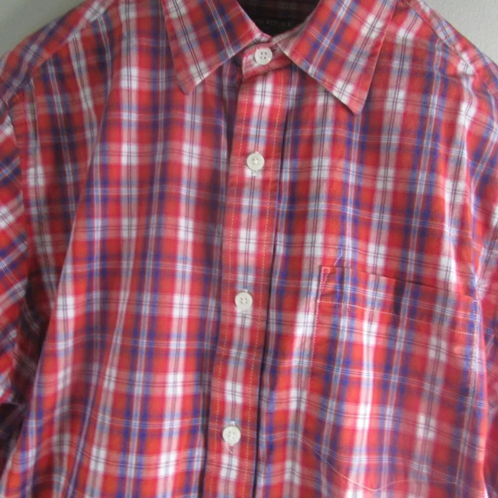 Banana Republic Mens Button Down M Plaid Shirt